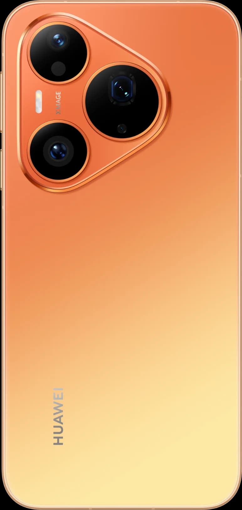 Huawei Pura 90s Pro в апельсиновом цвете, вид сзади
