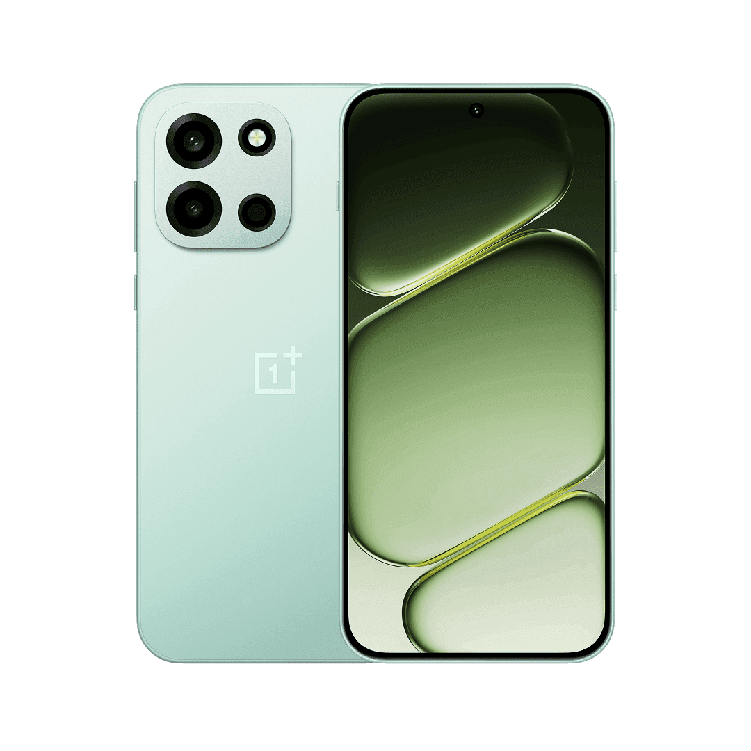 OnePlus Nord 6 в мятном цвете, вид спереди и сзади
