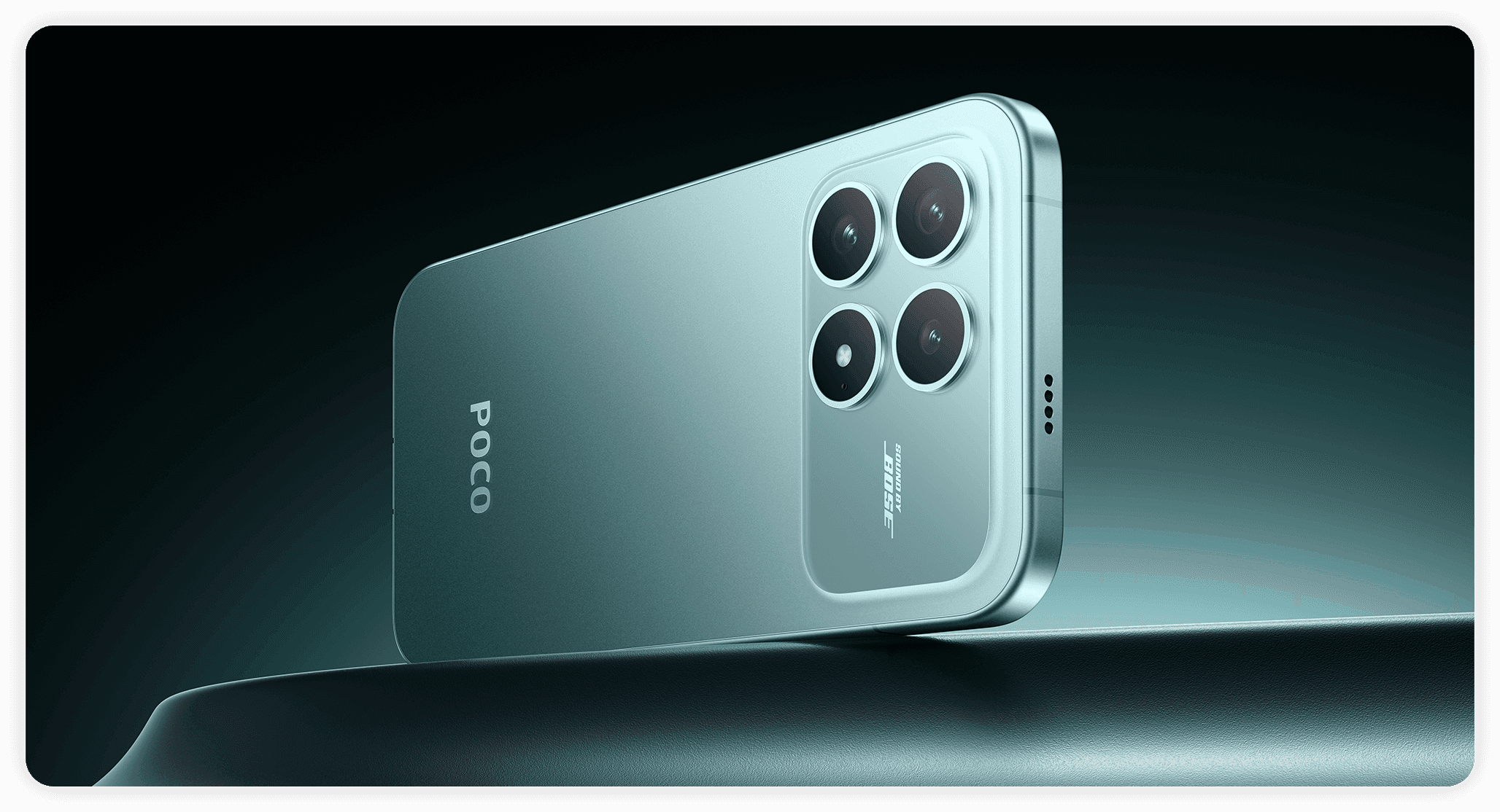 POCO F8 Pro в синем цвете, вид сзади