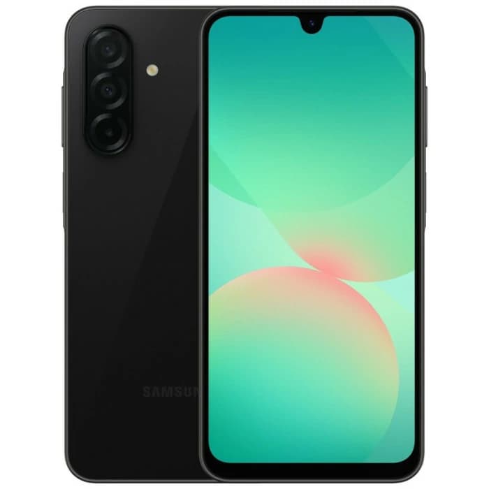 Samsung Galaxy A26 в чёрном цвете, вид спереди и сзади
