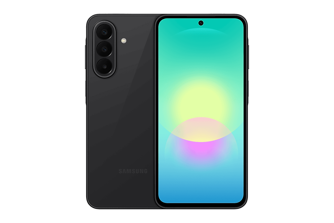 Samsung Galaxy A27 в чёрном цвете, вид спереди и сзади