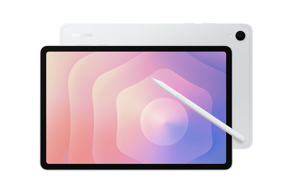 Samsung Galaxy Tab S11, Серебристый, вид спереди и сзади