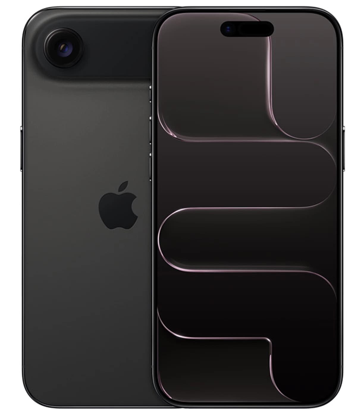 iPhone Air в цвете «Чёрный космос», вид спереди и сзади