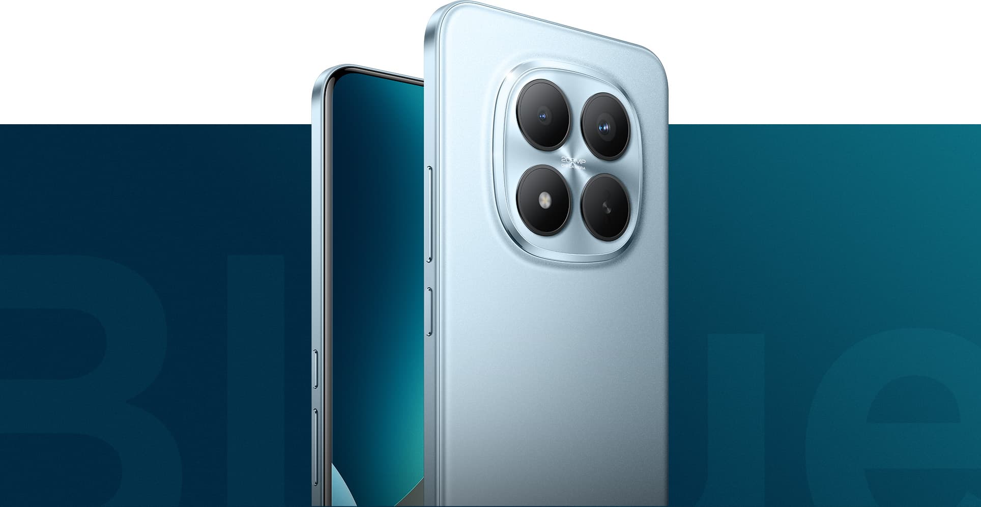 Redmi Note 15 Pro+ 5G в ледниково-голубом цвете, вид корпуса