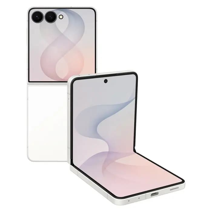 Samsung Galaxy Z Flip8 в кремовом цвете, раскрытый вид