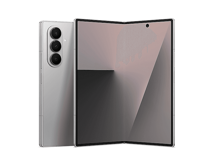 Samsung Galaxy Z Fold7 в серебристом цвете, раскрытый вид