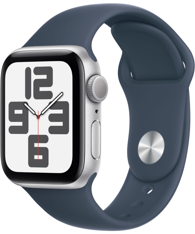Apple Watch SE 2 (2024), серебристый · спортивный ремешок, вид 1