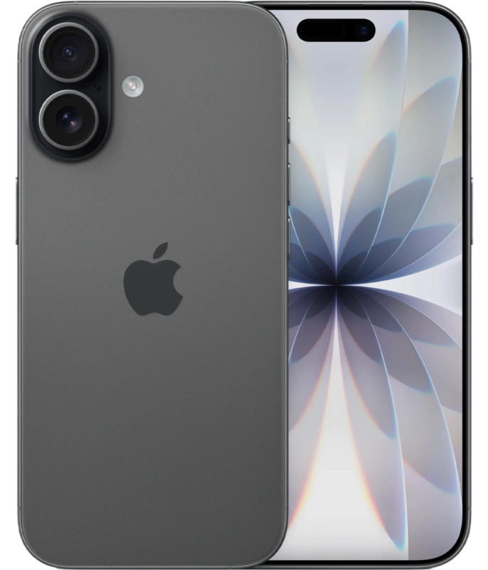 iPhone 17 в чёрном цвете, вид спереди и сзади