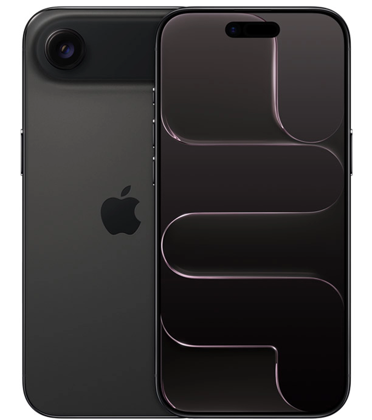 iPhone Air в цвете «Чёрный космос», вид спереди и сзади