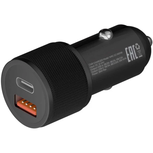 Автомобильное зарядное устройство Uzay 38W USB-C+USB-A, черное