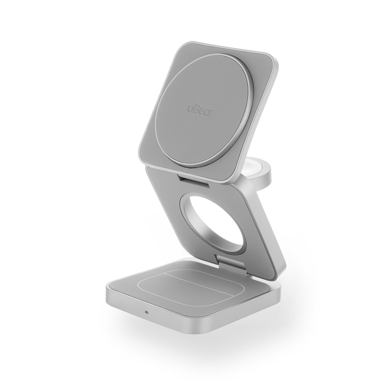 Беспроводное зарядное устройство uBear Balance с поддержкой MagSafe, серебристый