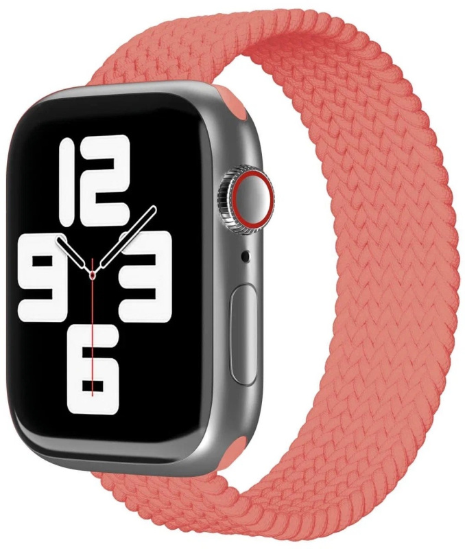 Ремешок нейлоновый плетёный VLP для Apple Watch 42/44/45, L/XL, коралловый