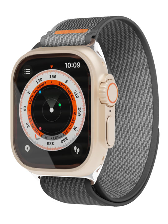 Ремешок нейлоновый VLP Trail Band для Apple Watch 42/44/45/49mm, черный-серый