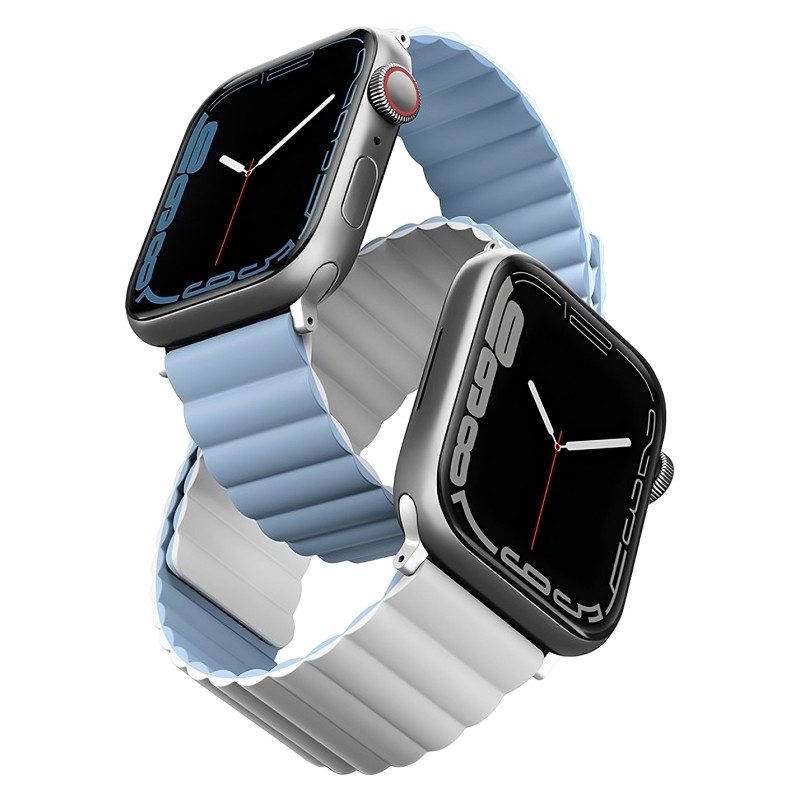 Ремешок силиконовый двусторонний Uniq для Apple Watch (40,41,42 мм), белый-голубой