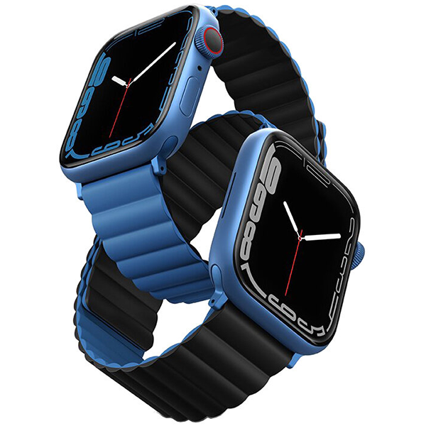 Ремешок силиконовый двусторонний Uniq для Apple Watch (40,41,42 мм), чёрный-синий