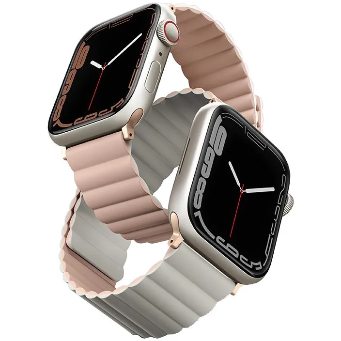 Ремешок силиконовый двусторонний Uniq для Apple Watch (40,41,42 мм), розовый-бежевый