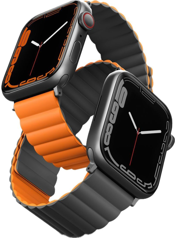 Ремешок силиконовый двусторонний Uniq для Apple Watch (44,45,46,49 мм), оранжевый-серый
