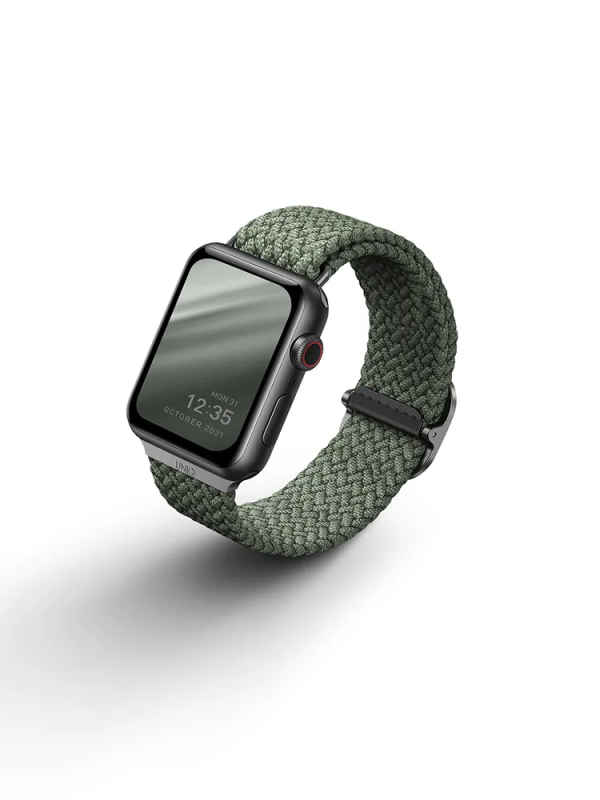 Ремешок текстильный плетёный Uniq для Apple Watch 38/40/41/42, зелёный